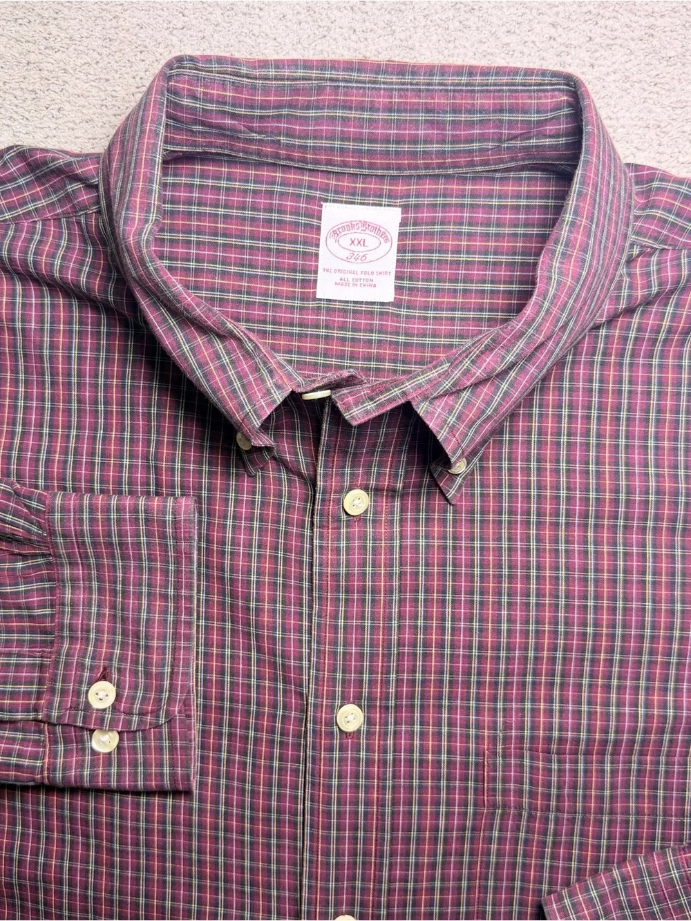 Brooks Brothers 346 The Orginal Polo Shirt Men’s XXL Red Plaid Button Down